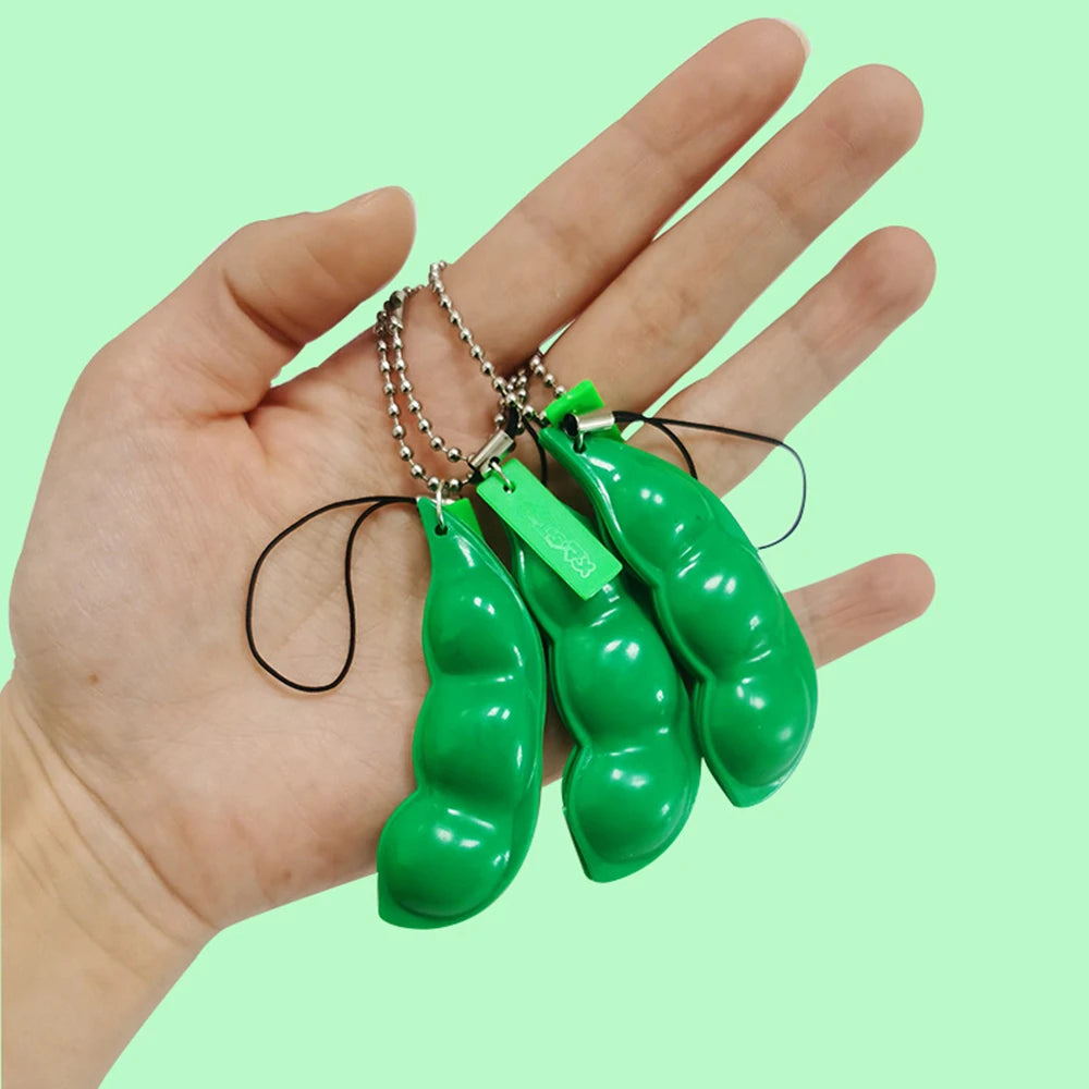 Edamame Fidget Toy Keychain Squeeze Pea Pod Stress Toy