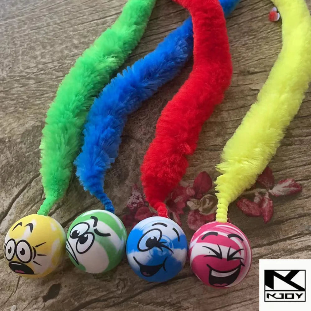 KKJoy Interactive Cat Toy - Color Caterpillar with Elastic Bouncing Ball Teasing Indoor Puzzle for Cats Pet Supplies