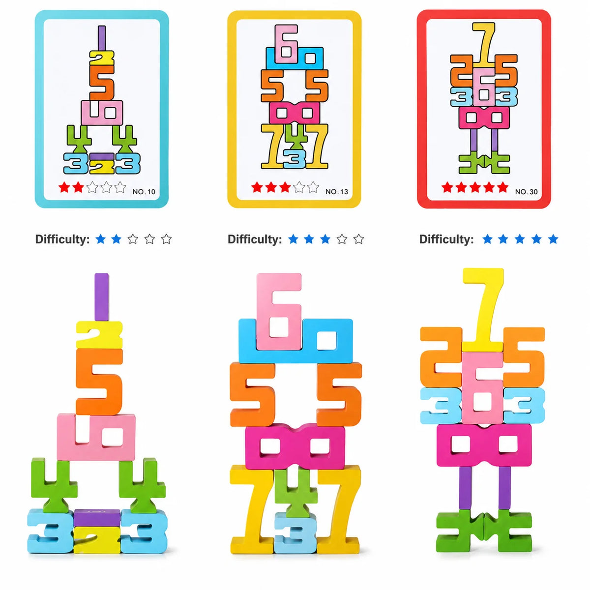 Wooden Educational Digital Blocks, Creative Puzzles, Stacking Toys, Fun Brain-Burning, Early Education Topics, Montessori Style