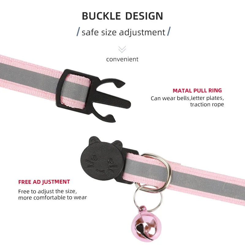 Reflective Cat Collar with Bell – Adjustable Safety Collar