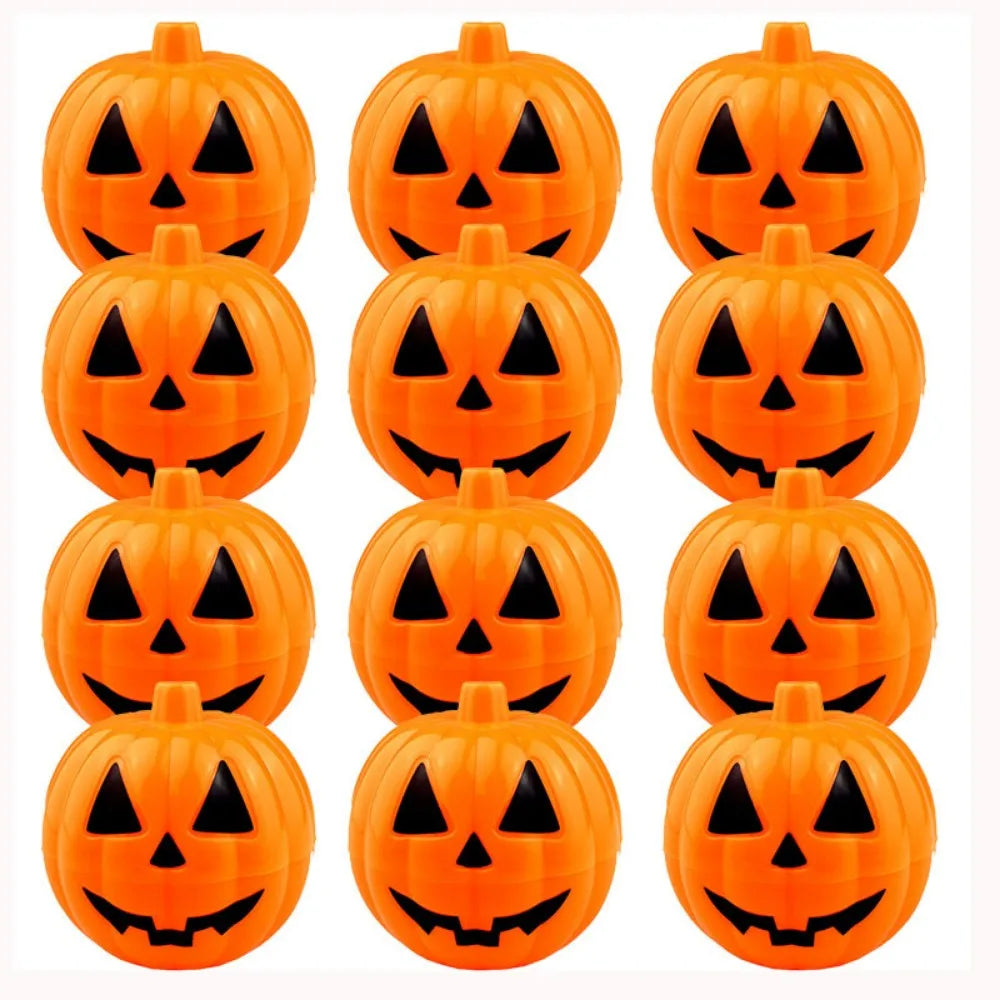 12/24PC Halloween Pumpkin Bucket Storage Box Kids Birthday Party Halloween Day of The Dead Party Favors Decoration Candy Filling