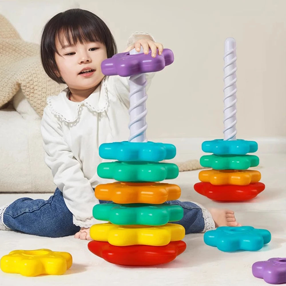Baby Rainbow Stacking Toy – Rotating Montessori Tower
