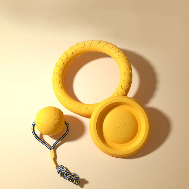 EVA Dog Toy Set – 4-Pack with Ball, Flying Disc and Tug Rope