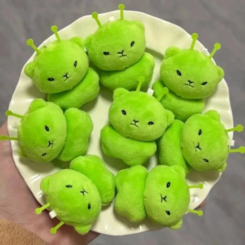 Mini Alien Cat Plush Keychain – Green Space Cat Pendant