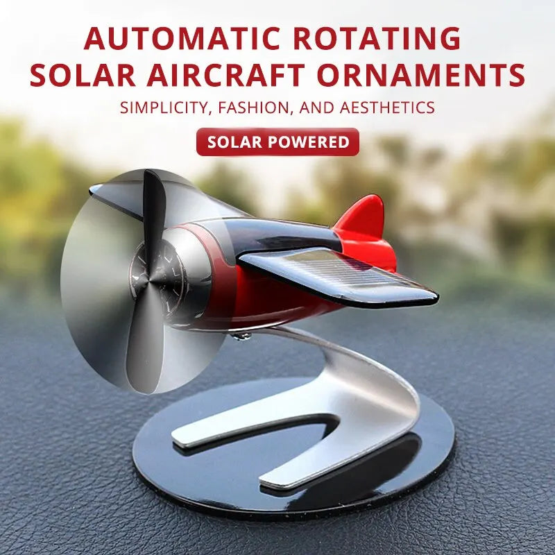 Solar Airplane Ornament – Rotating Car Dashboard Decor