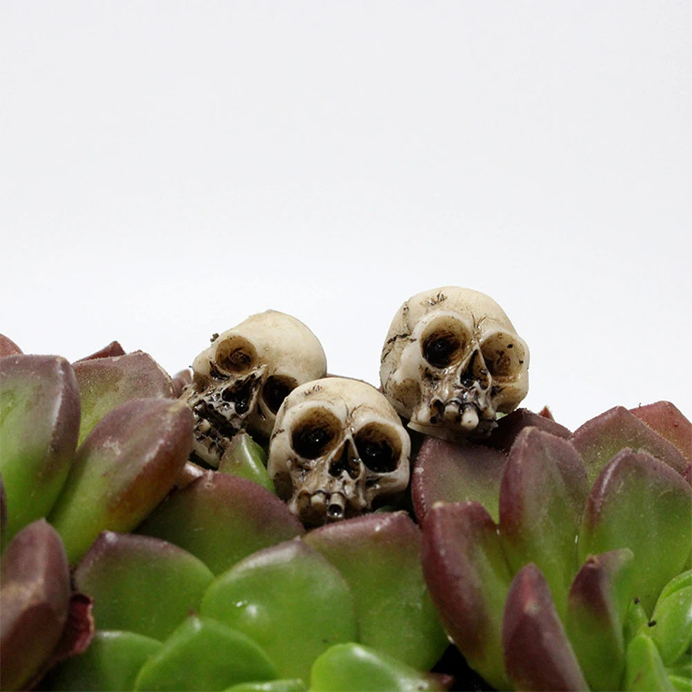 20 Mini Resin Skull Decorations for Halloween & Gothic Décor