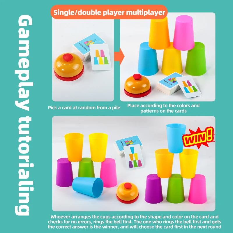 1 Piece Children's Stacking Cup Game, Color Sorting Cognitive Training Stacking Cup Toy, Educational Competitive Activity Prop, Suitable for Boys and Girls, Ideal for Christmas, New Year's Day, Christmas Eve, Birthday Gifts