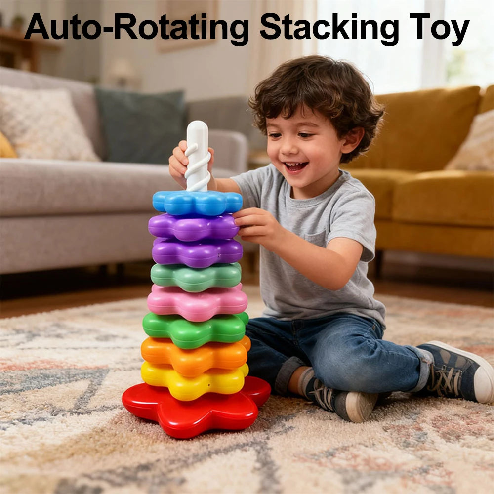 Baby Rainbow Stacking Toy – Rotating Montessori Tower
