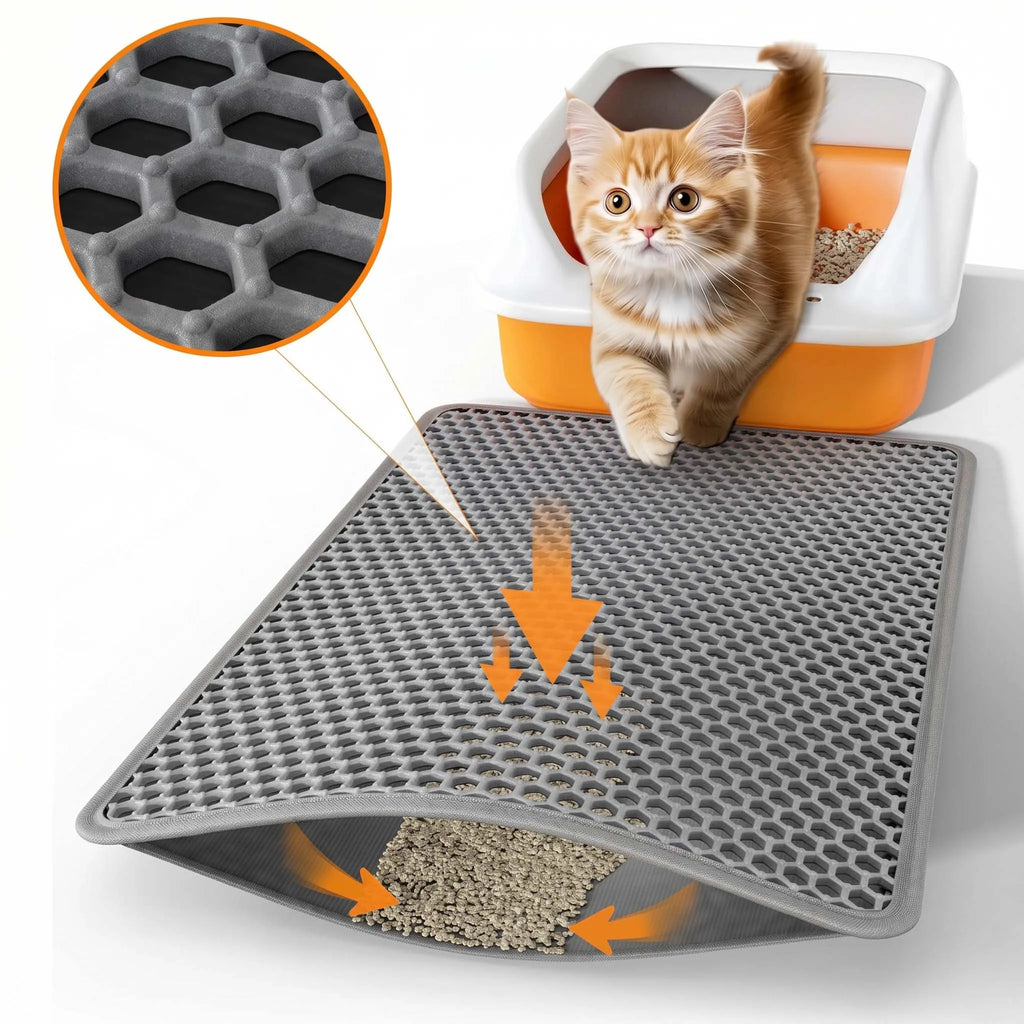 Double-Layer EVA Cat Litter Mat for Litter Tracking