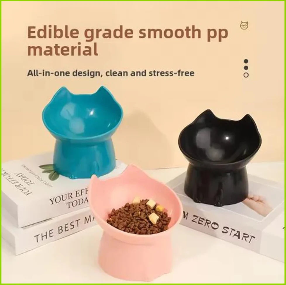 Raised Cat Bowl – Elevated Anti-Tip Plastic Pet Feeder