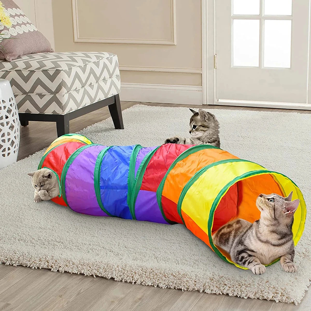 Foldable Cat Tunnel Toy for Indoor Play and Hiding