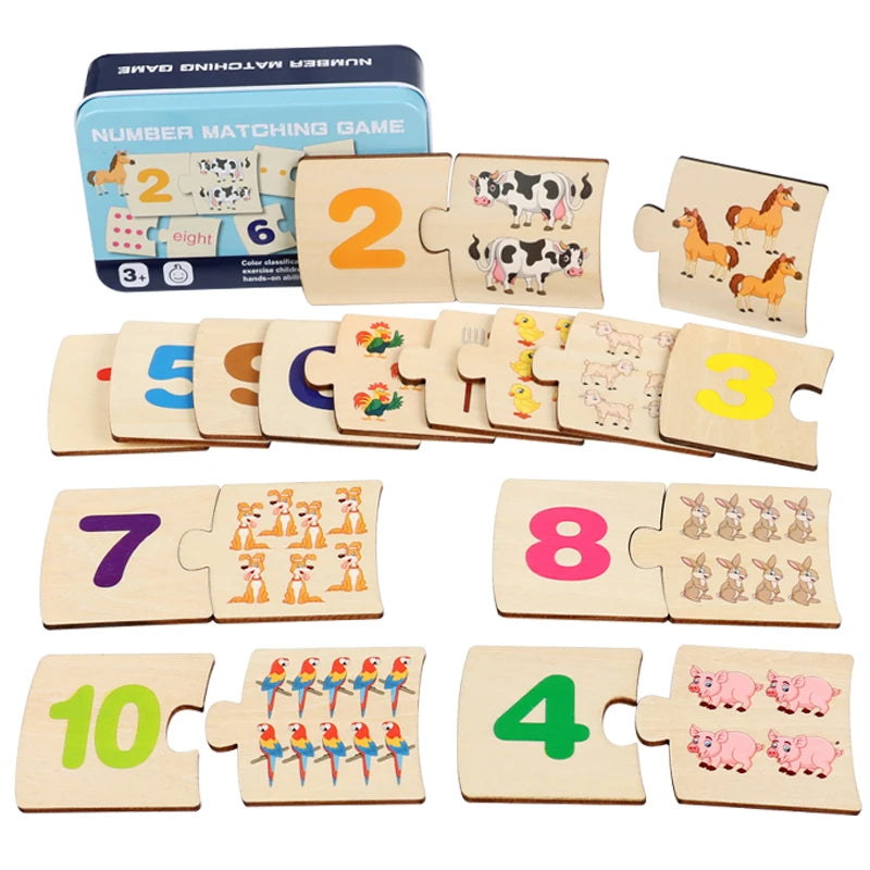 Wooden Matching Puzzle – Animal & Food Magnetic Learning Game