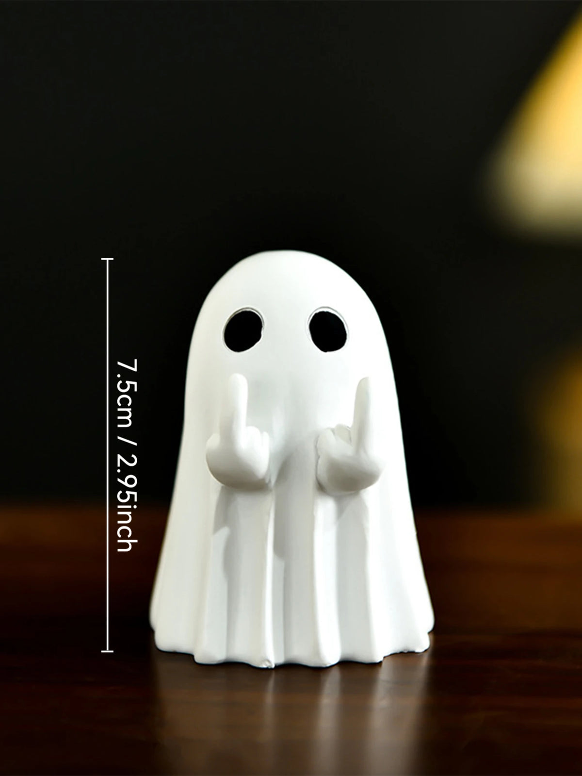 Funny Middle Finger Ghost Statue for Halloween Home Decor