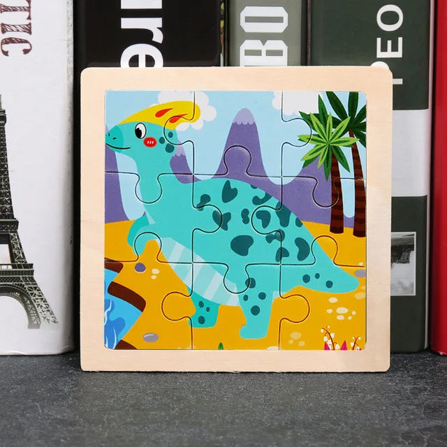 Wooden Animal Tangram Puzzle – 3D Cartoon Jigsaw