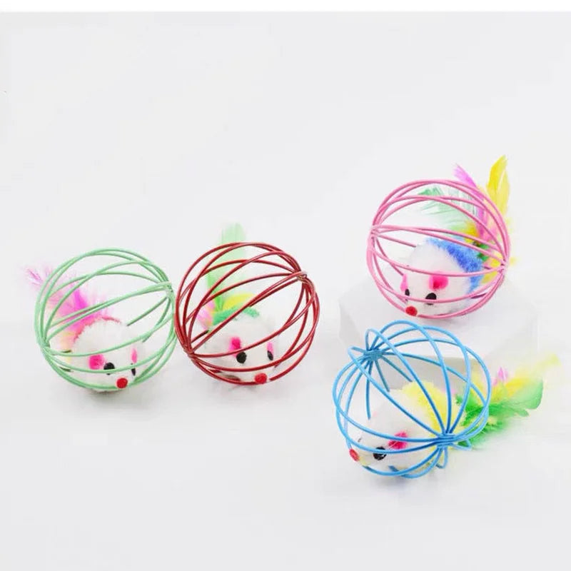 Interactive Cat Mouse Toy – Colorful Mouse in Cage