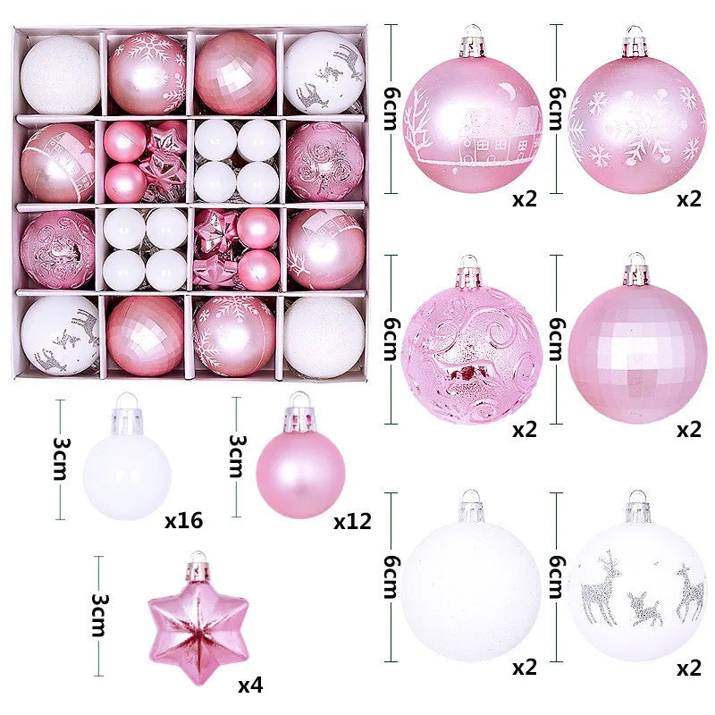 Christmas Ball Ornaments 44 Pcs 3-6CM Christmas Tree Decor Set