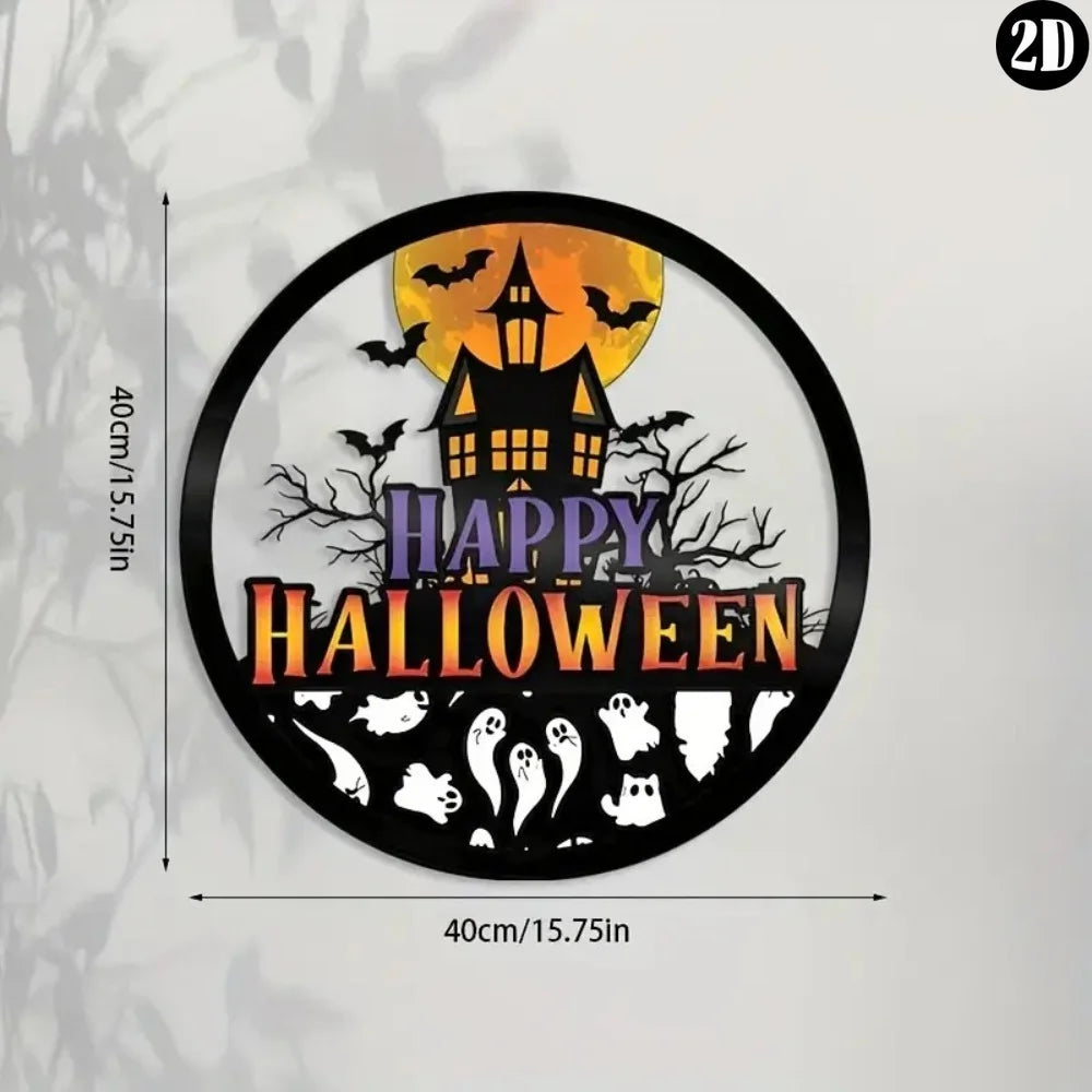 Halloween Metal Trick-or-Treat Sign with Pumpkin Monster Design