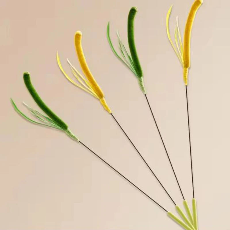 New Cat toys, dog tail grass teasing cat pole feather pole wire cat toys, feather pole, flexible wire durable pet supplies