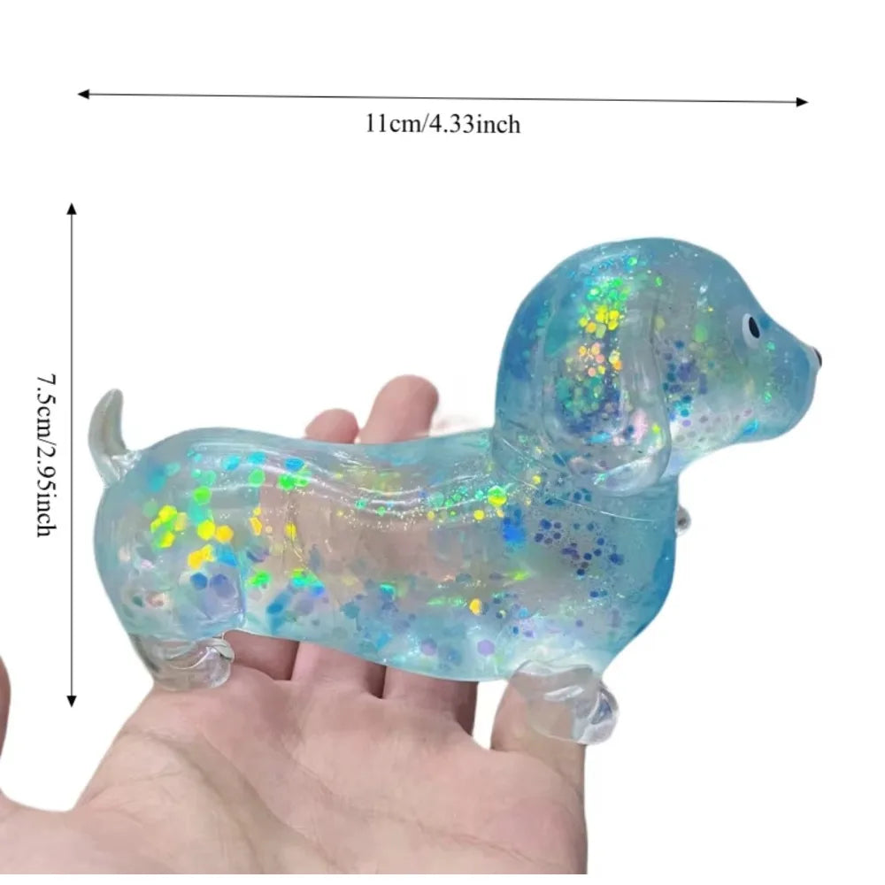 Glitter Sausage Dog Squishy – Slow-Rising Puppy Stress Toy