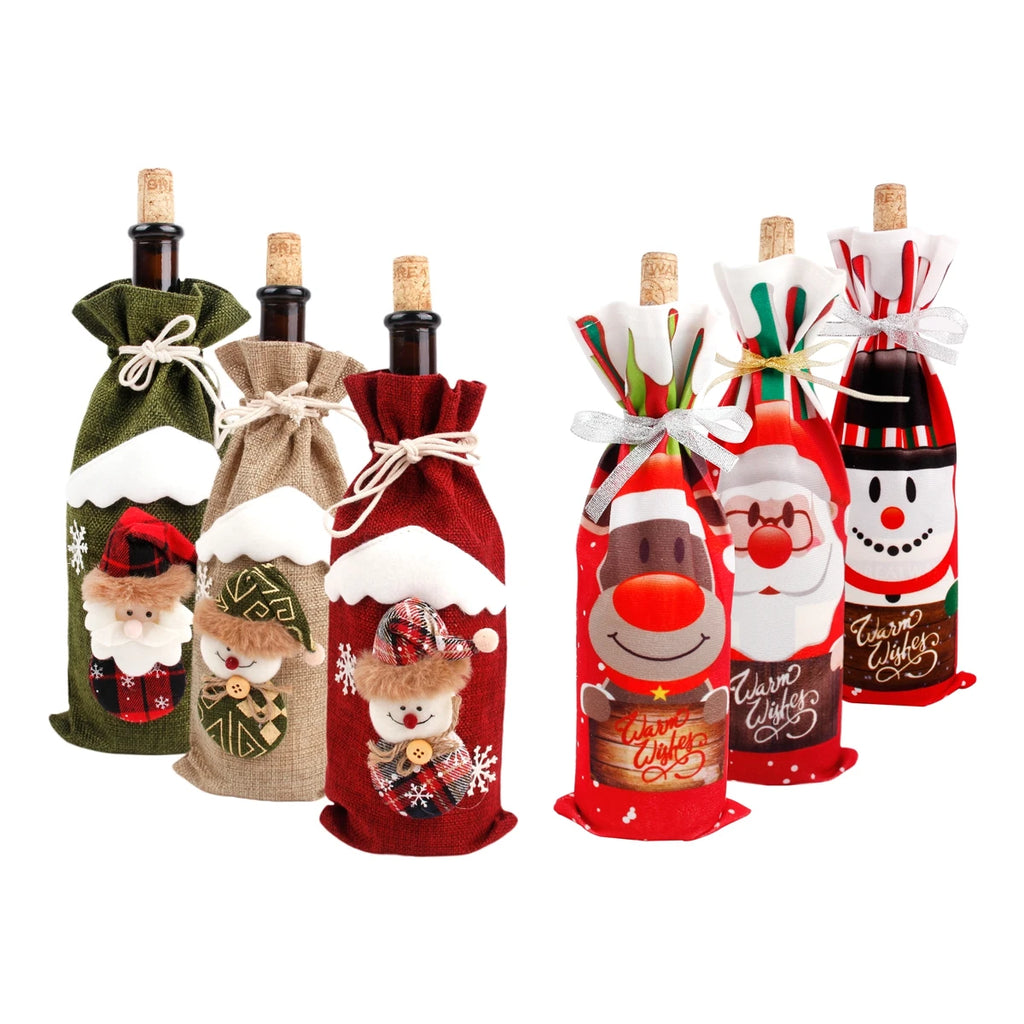 Christmas Wine Bottle Cover Festive Holiday Table Decor
