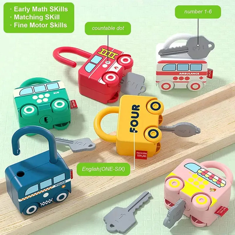 Car Lock Puzzle Toy – Educational Matching Game with Keys