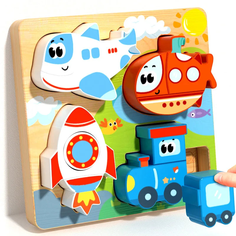 Wooden Building Blocks – Montessori Shape Matching Puzzle
