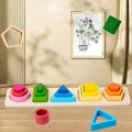 Wooden Shape Sorting Toy – Montessori Stacking Puzzle for Kids