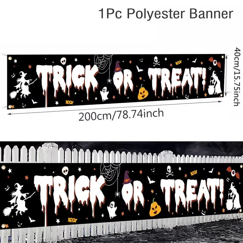 Halloween Ghost & Pumpkin Banner for Porch, Yard & Fence