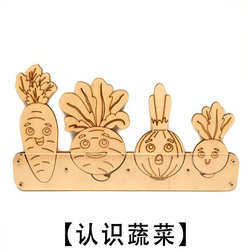 DIY Busy Board Montessori Hot  Air Dalloon Carriage Door Educational Toy Wood Chip Graphic Pairing Wooden Part For Childre Gifts