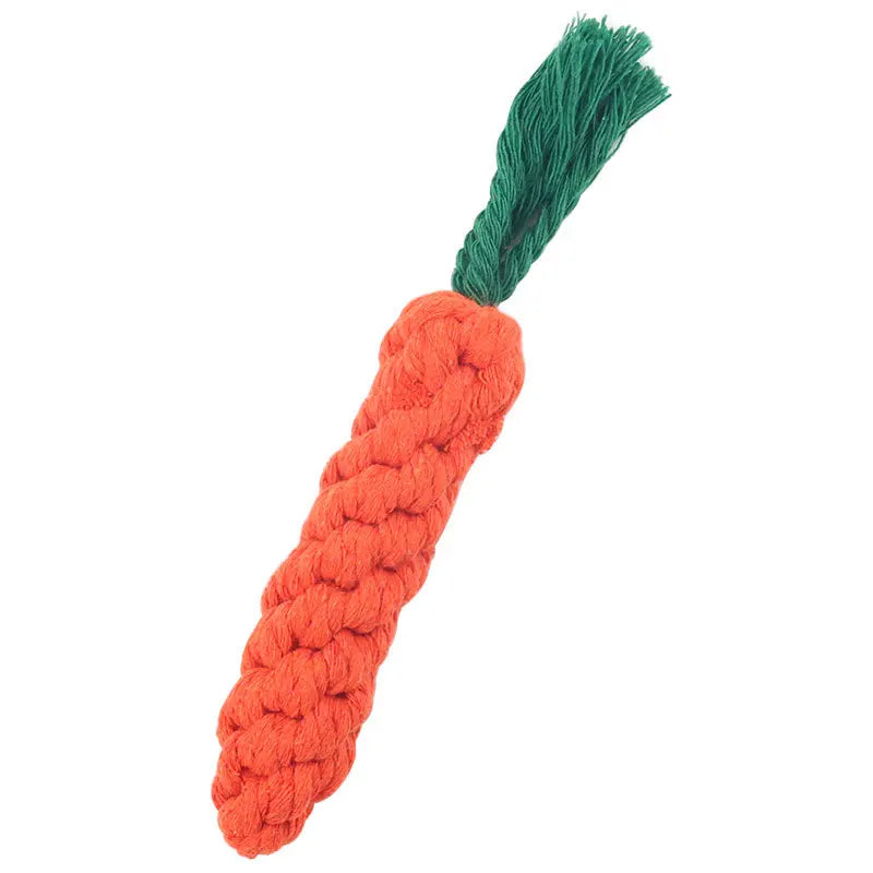 Carrot Dog Rope Chew Toy – Braided Cotton Teething Toy