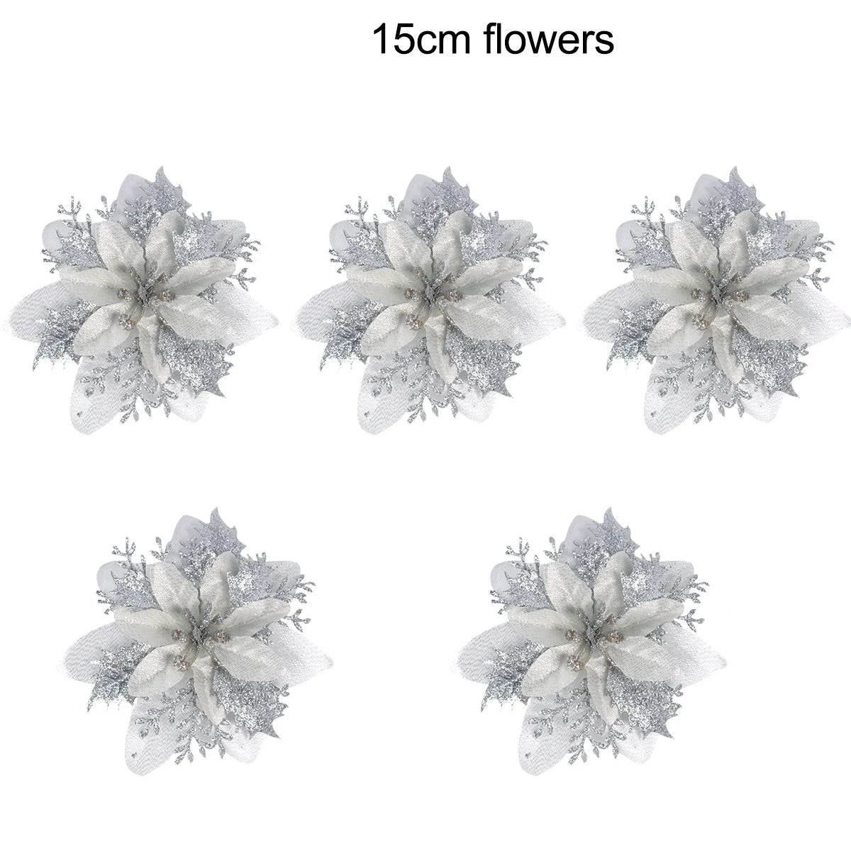 Christmas Poinsettia Flowers Artificial Tree Ornaments 5/10/15/20 Pcs