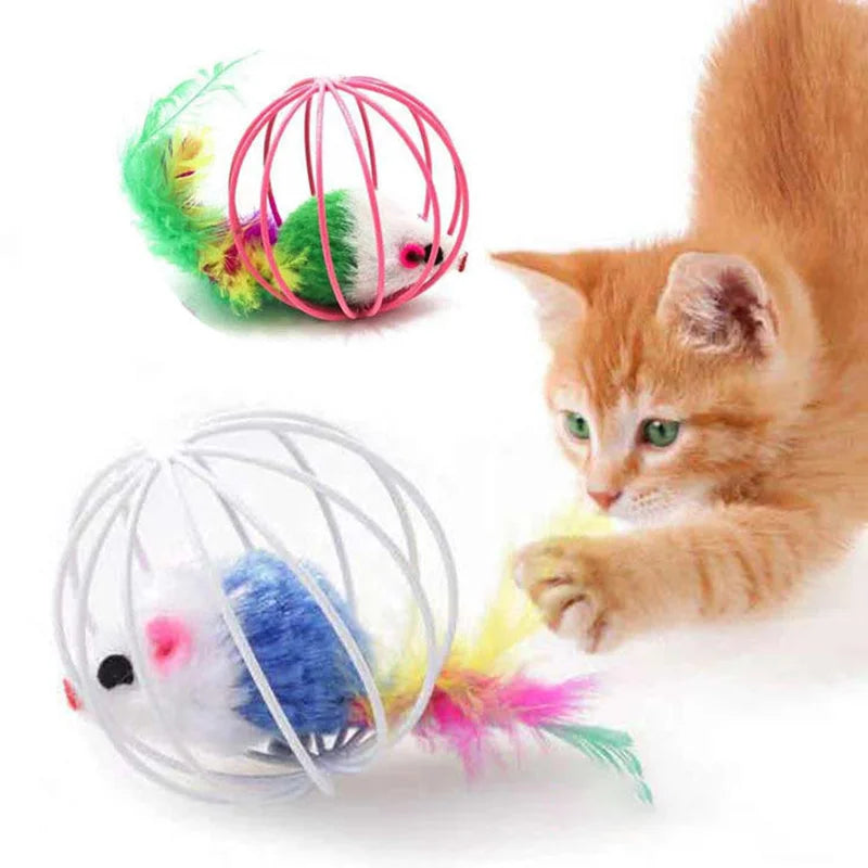 Interactive Cat Mouse Toy – Colorful Mouse in Cage