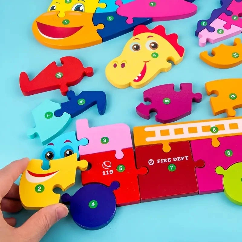 Wooden Kids Puzzle Animal Dinosaur Traffic Jigsaw Toy