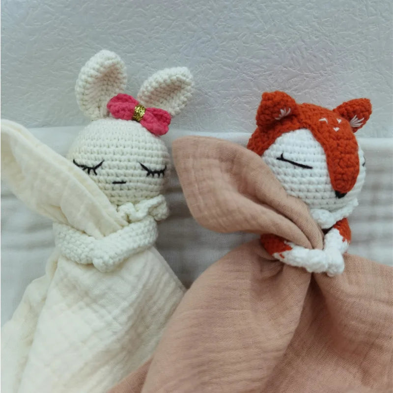 Crochet Soother Appease Towel Bib Soft Bunny Bear Sleeping Doll Teether Infants Comfort Sleeping Nursing Cuddling Doudou Blanket