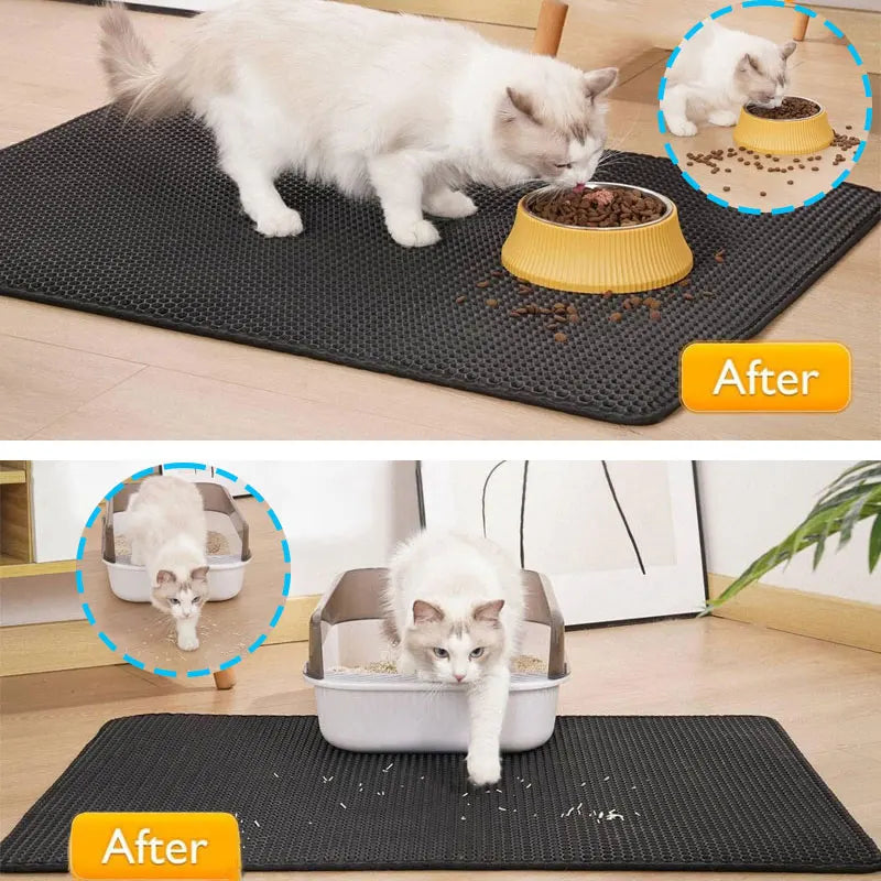 Double-Layer EVA Cat Litter Mat for Litter Tracking