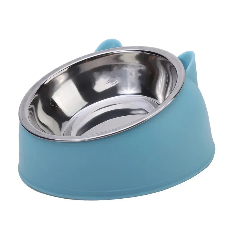 Stainless Steel Pet Bowl – 15° Inclined Double Feeder