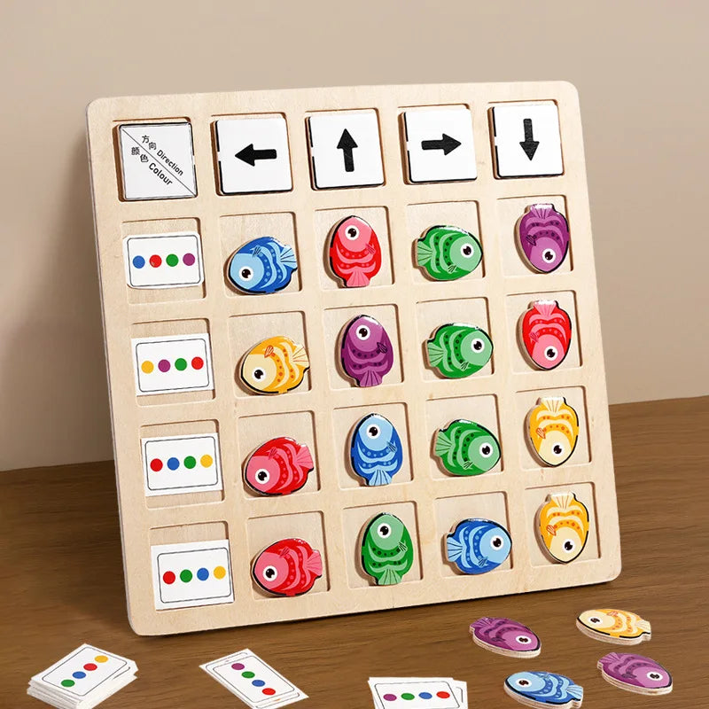 Gowinbaby Wooden Montessori Toys for Kids, Logical Thinking Training, Color & Direction Cognition, Educational Battle Board Game