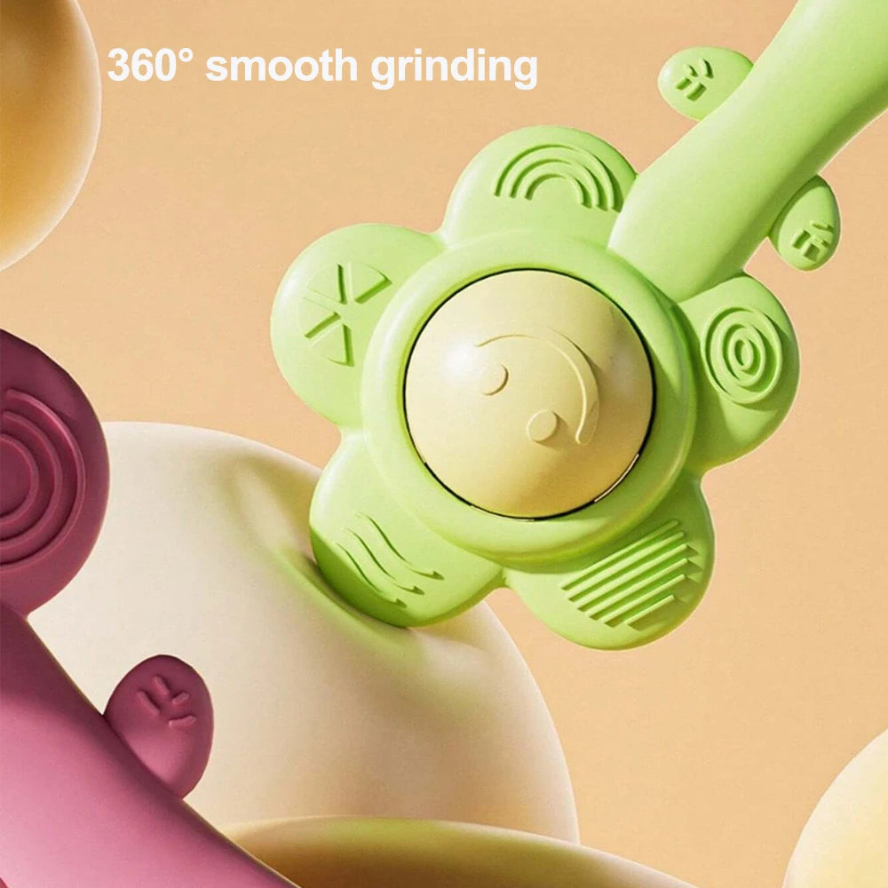 3-in-1Baby Teething Rattle with Chewable Gripper&Shaker Sensory Toy to Boost Vision/Hearing Unisex Gift for Birthdays/Holidays