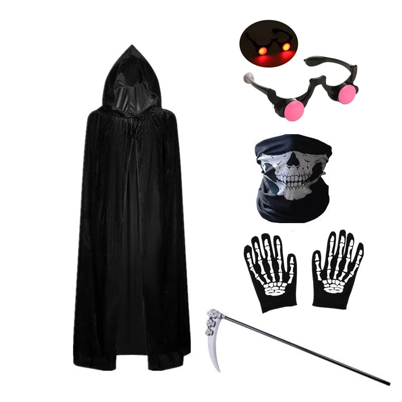 Kids Grim Reaper Costume – Glowing Red Eyes Halloween Outfit