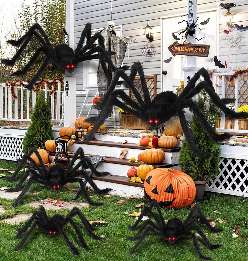 Giant Black Spider Decoration for Halloween, 30–200 cm