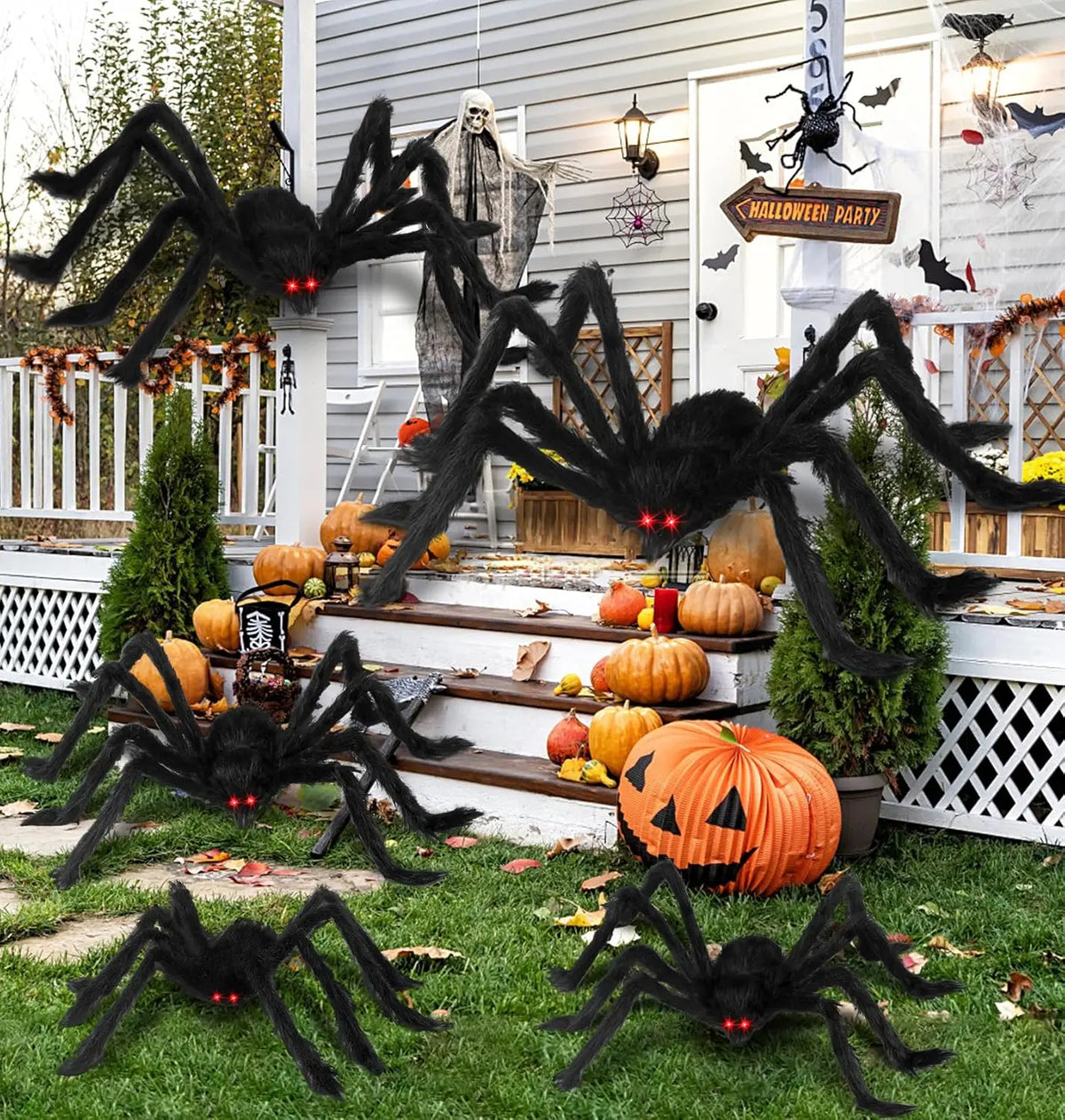 Giant Black Spider Decoration for Halloween, 30–200 cm