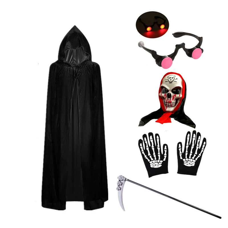 Kids Grim Reaper Costume – Glowing Red Eyes Halloween Outfit