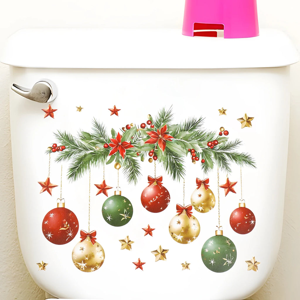 Christmas Toilet Sticker Merry Christmas Bathroom Decoration