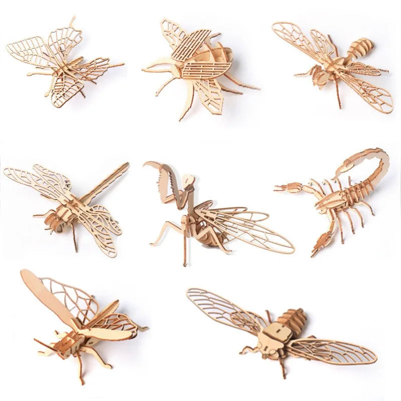 3D Insect Puzzle Wooden Educational Assembly Model for Kids