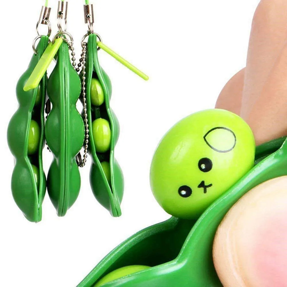 Edamame Fidget Toy Keychain Squeeze Pea Pod Stress Toy