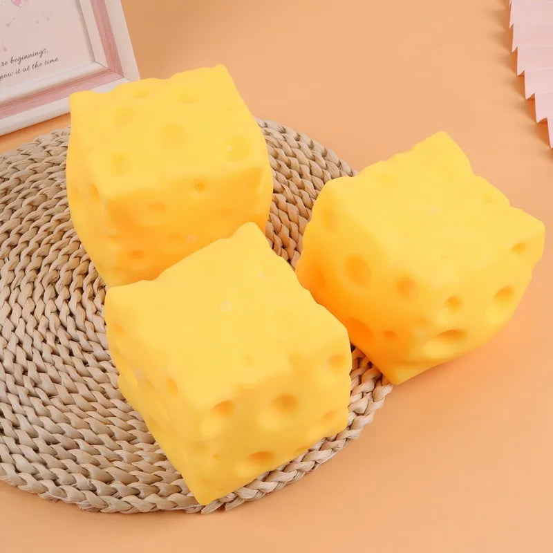 Giant Cheese Squishy Toy – Slow-Rising Cube Fidget