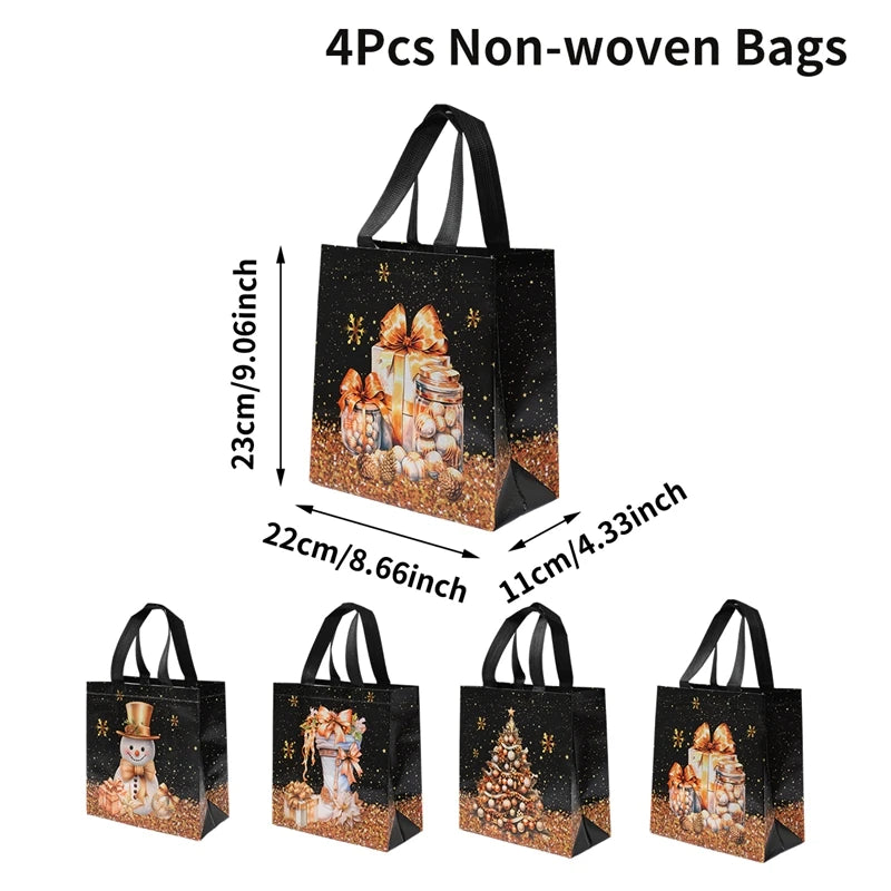 Christmas Gift Bags 4 Pcs Santa Holiday Party Favor Bags