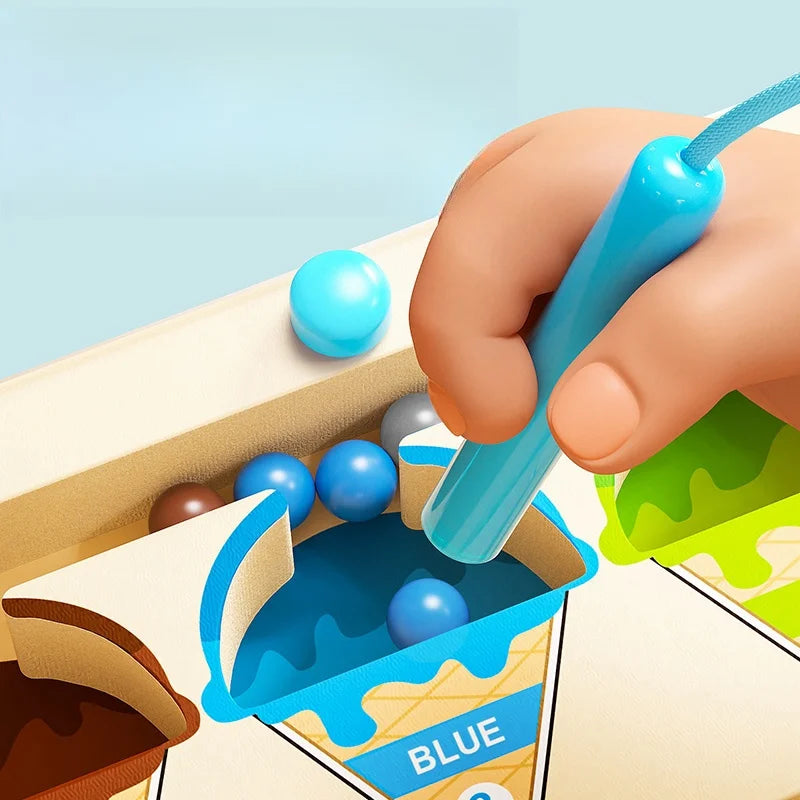 Montessori Magnetic Color Sorting Maze Number Maze Toys Wooden Puzzle Activity Board Fine Motor Toys for Toddlers Boys Girls