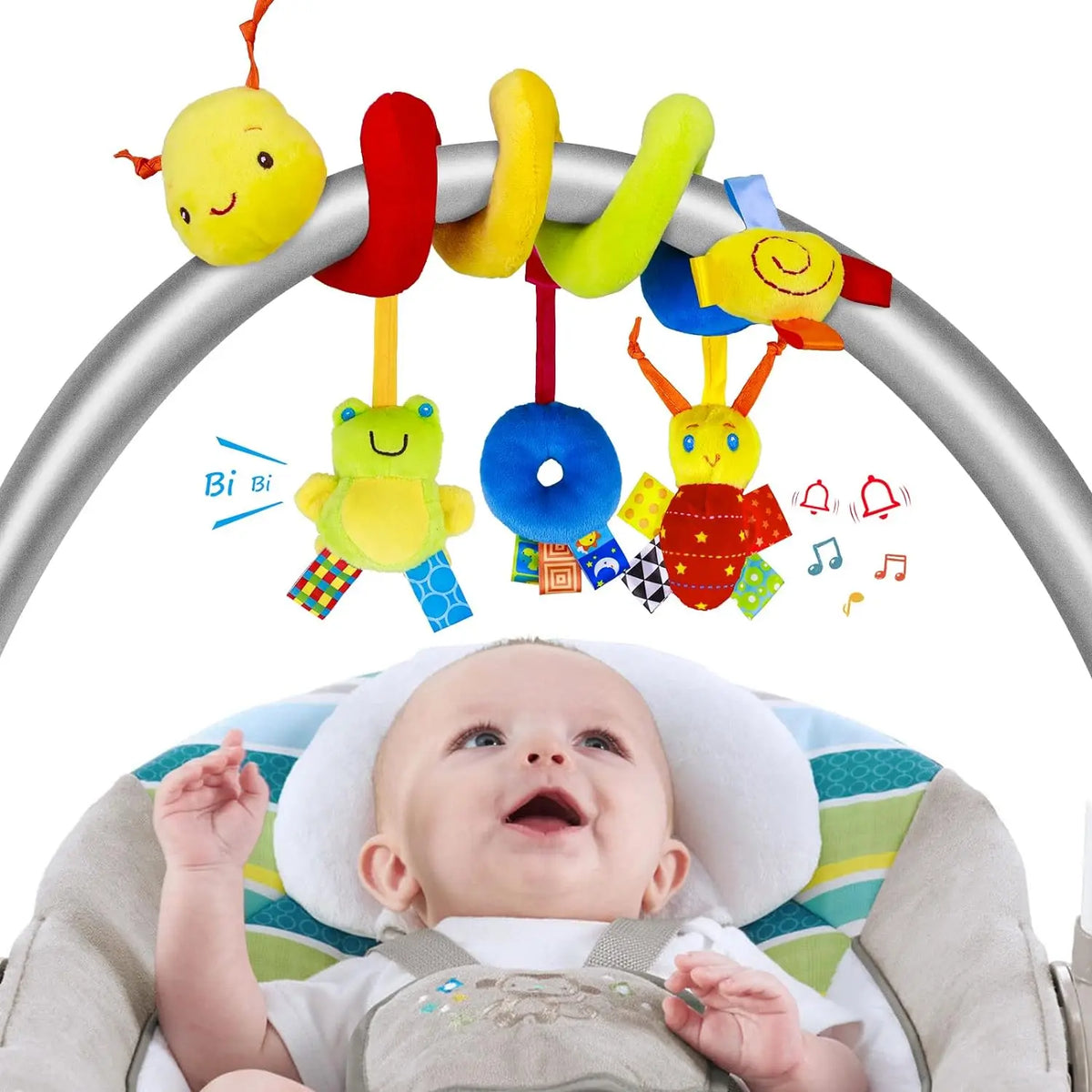 Baby Spiral Stroller Toy – Plush Hanging Activity Rattle