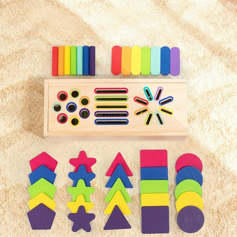 Wooden Geometric Shapes Toy – 3D Sorting Game